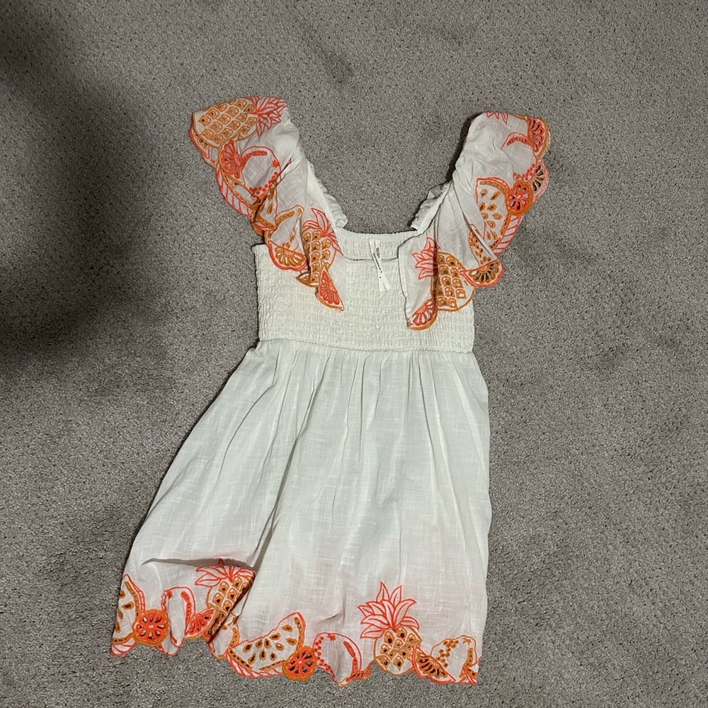 Anthropologie Dress with Orange Embroidered Trim